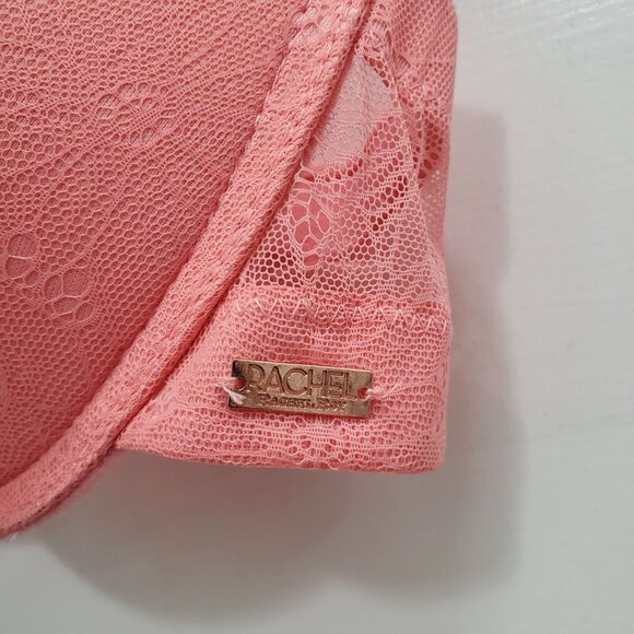 RACHEL Rachel Roy #RR126AX Salmon Lace Underwire Perfect‎ Push Up Bra Size 38C - Picture 2 of 7